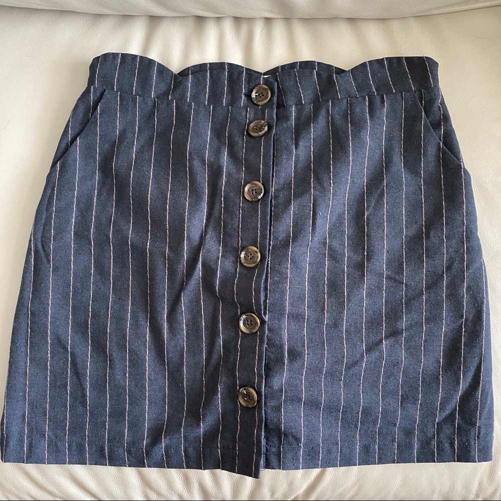 Altar’d State Pin Stripe Skirt with Scalloped Edge